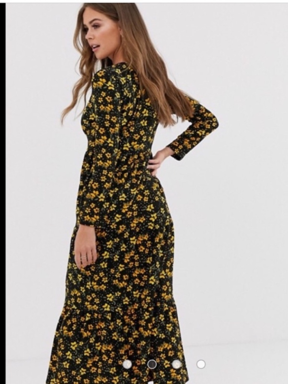 Free People Tiers Of Joy Midi Dress Floral Black Size M - Picture 2 of 7